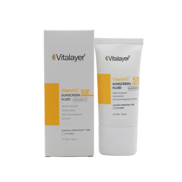 فلوئید ضد آفتاب ویتامین C ویتالیر مدل Light Beige SPF50