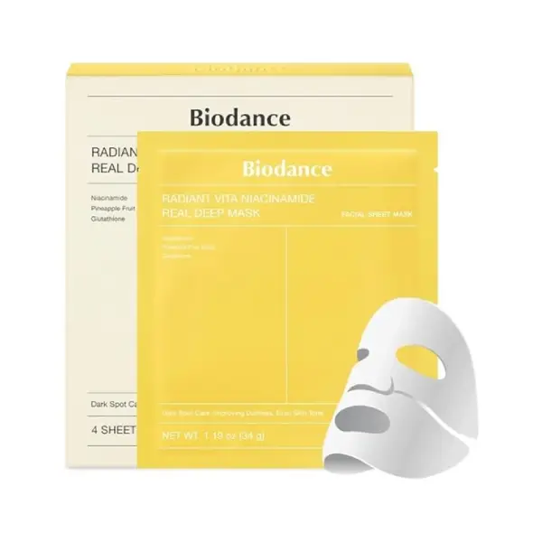 ماسک ورقه‌ای روشن‌کننده بیودنس با نیاسینامید Biodance
