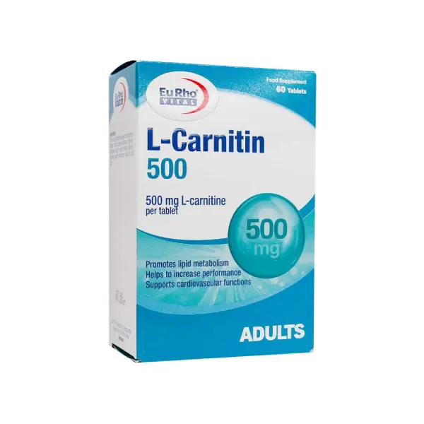 قرص ال-کارنیتین یوروویتال 500 میلی‌گرم بسته 60 عددی