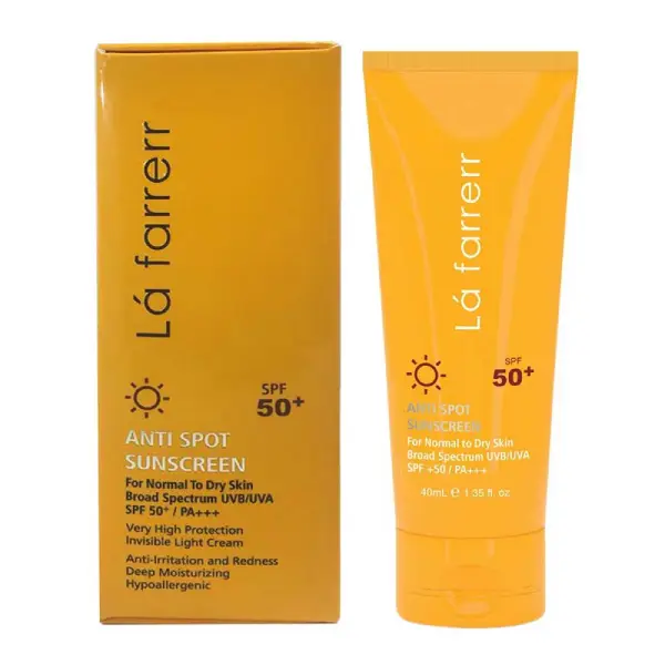 کرم ضد آفتاب و ضد لک بی‌رنگ پوست خشک و معمولی SPF50 لافارر