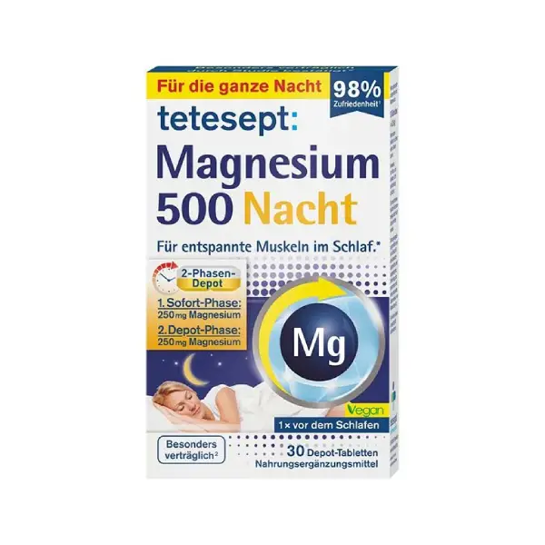 قرص منیزیم شبانه تتزپت 500 میلی‌گرم Tetesept