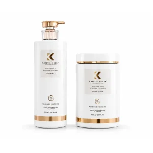 ست شامپو و ماسک مو سفید کراتین کویینKeratin Queen ضد ریزش Keratin & Collagen